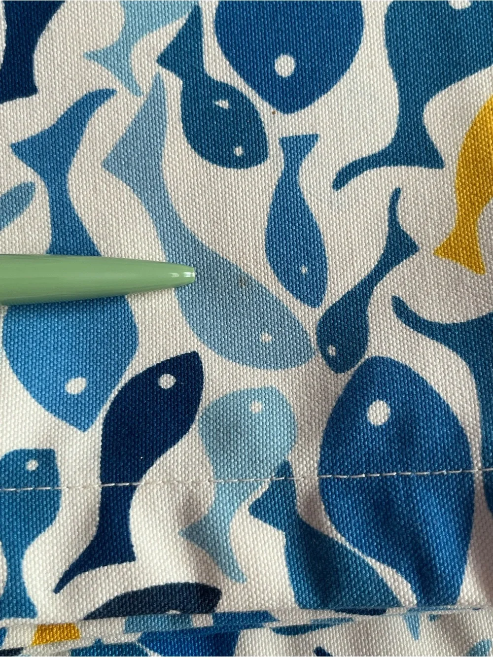 Pottery Barn Outdoor Table Runner School of Fish Blue 2pc Umbrella Hole 18x108